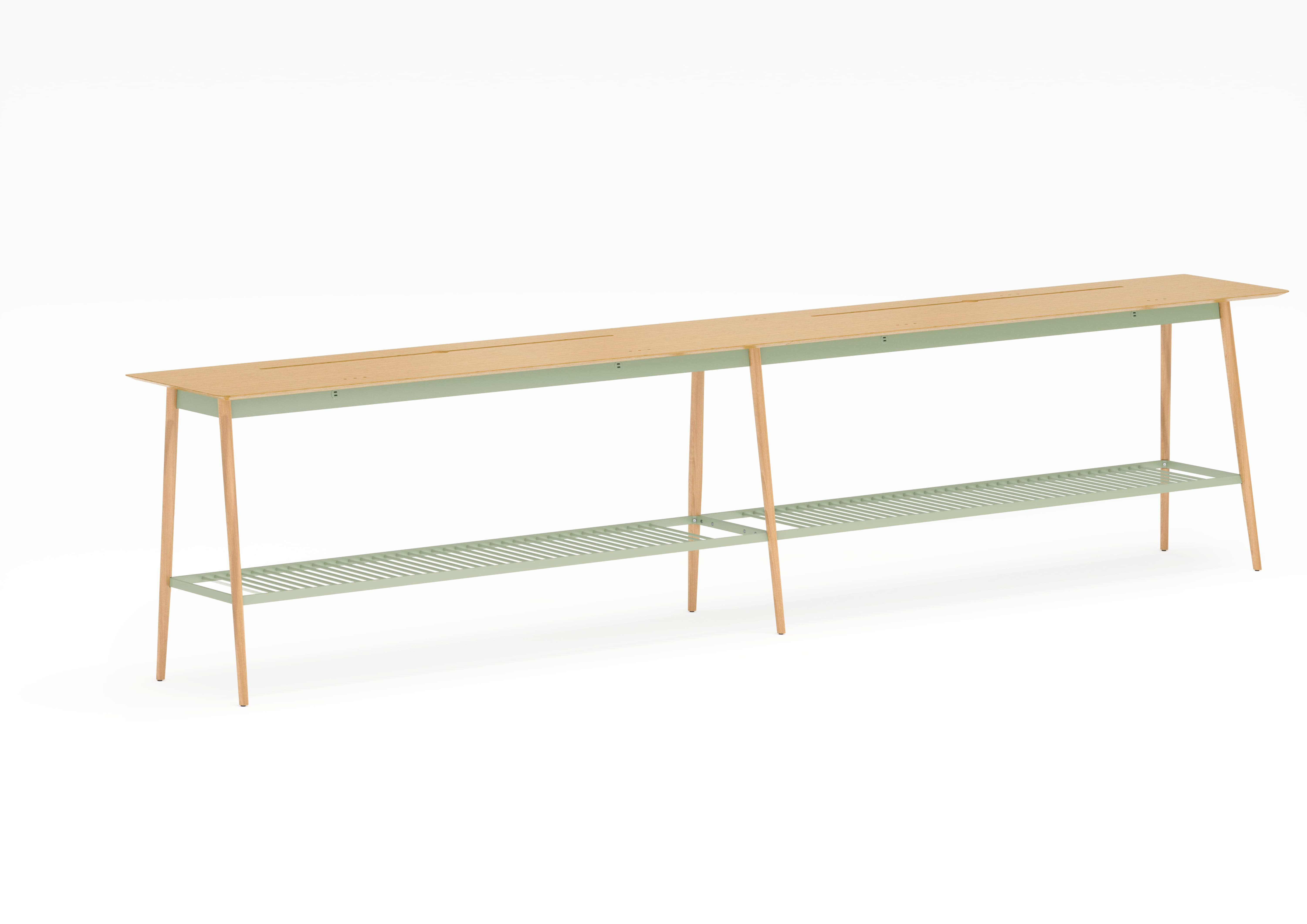 14 - Commons Veneer - Rectangular Window High Table with Slot and USB ...